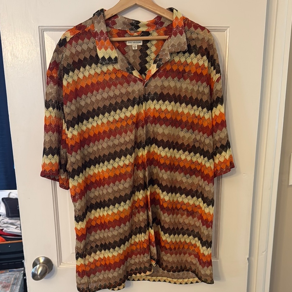 Earthbound Trading Co. Multicolor Zigzag Pattern Men's Shirt